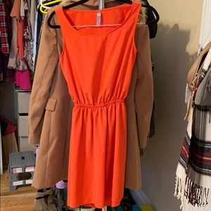 Red summer dress with open back detail